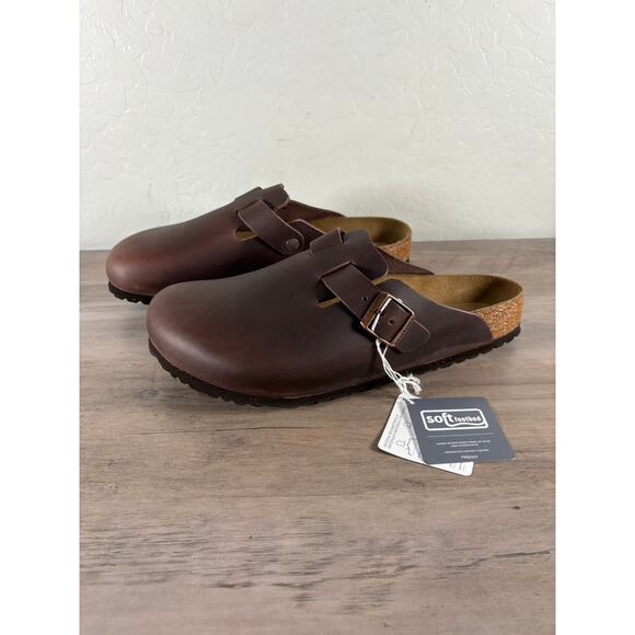 Birkenstock Boston Brown Oiled Leather Habana Clog Soft Regular Width Footbed 45 - Picture 1 of 8